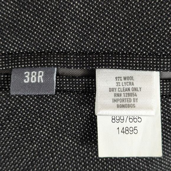 Bonobos 38R Slim Fit Gray Wool Stretch Blazer Men 2 Button Jacket Import Lycra - Picture 5 of 7